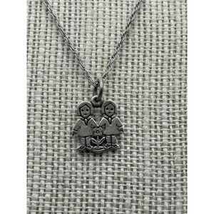 James Avery Love Is Charm Uncut  Loop Retired Girl & Boy Sterling & Chain Italy